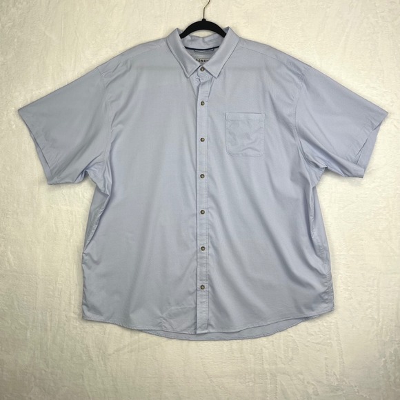 PONCHO Short Sleeve Button Down Shirt Regular Fit Men's sz 3XL Blue Microcheck - Picture 1 of 13